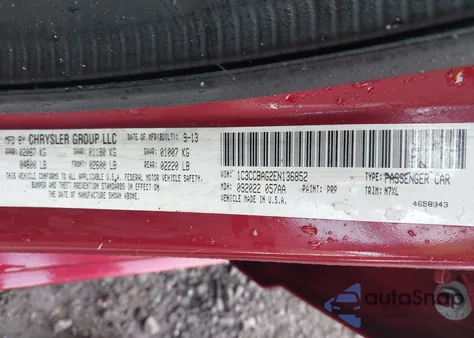 2014 Chrysler 200 Lx из США, поврежденный, VIN 1C3CCBAG2EN136852